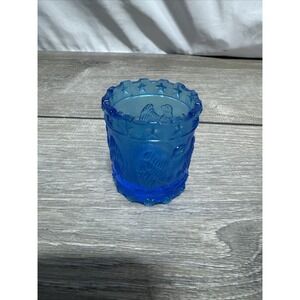Vintage Kanawha Glass Patriotic Blue 'Eagle & Stars' Toothpick Holder